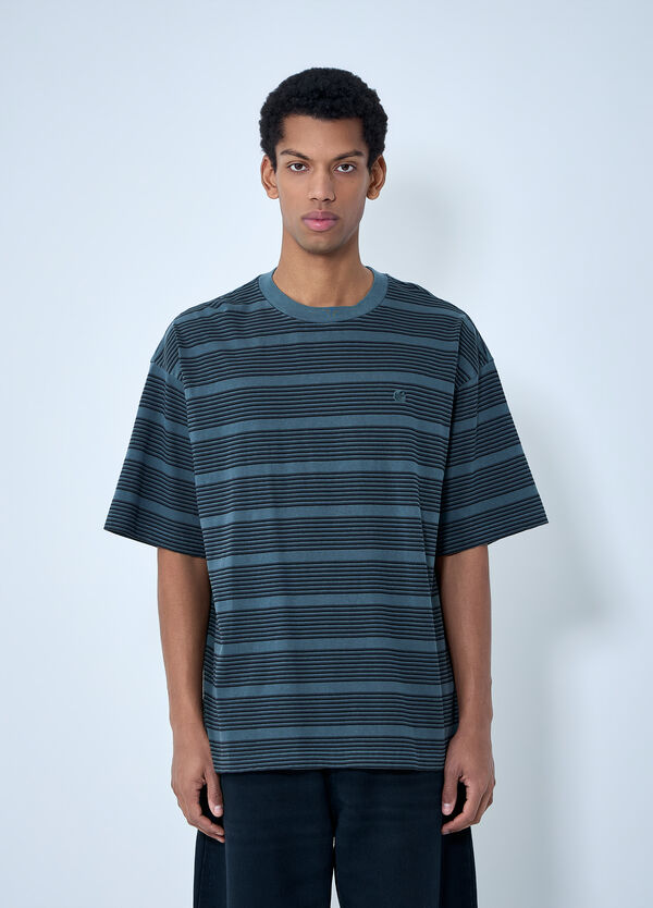 Carhartt WIP 스트라이프 코튼 저지 티셔츠 회색 wip0163009